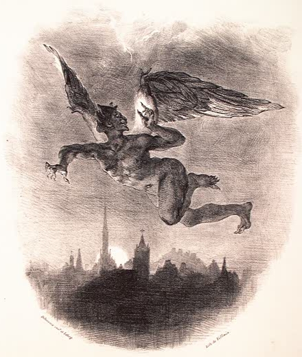 Mephistopheles Over Wittenberg, Eugène Delecroix, 1839 (photo credit: Wikipedia)